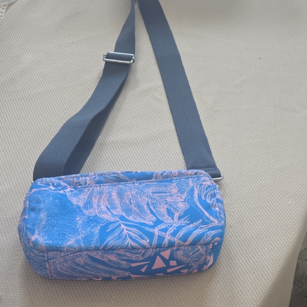 Sakroots Blue and Pink Leaf Print Crossbody Bag